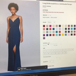 David’s Bridal Bridesmaid Dress with Beaded Straps